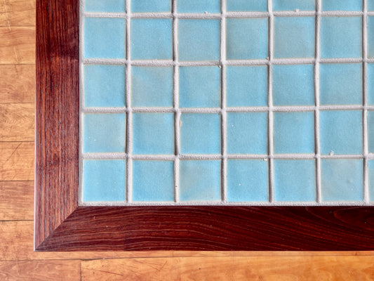 Walnut Modern Classic Coffee Table with Blue Sky Tile Top