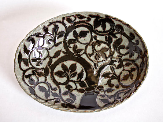 Medium Black Carved Oval Platter